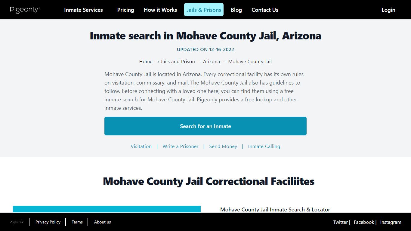 Inmate Search Mohave County Jail, Arizona | Pigeonly